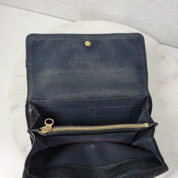 See By Chloe Checkbook Wallet 7.25" Black Soft Embossed Leather Bi-Fold Clutch - Picture 11 of 16